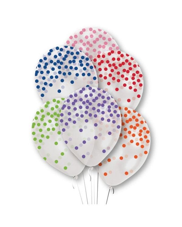 Rainbow Confetti Printed Latex Balloons - 11&quot; (6pk)