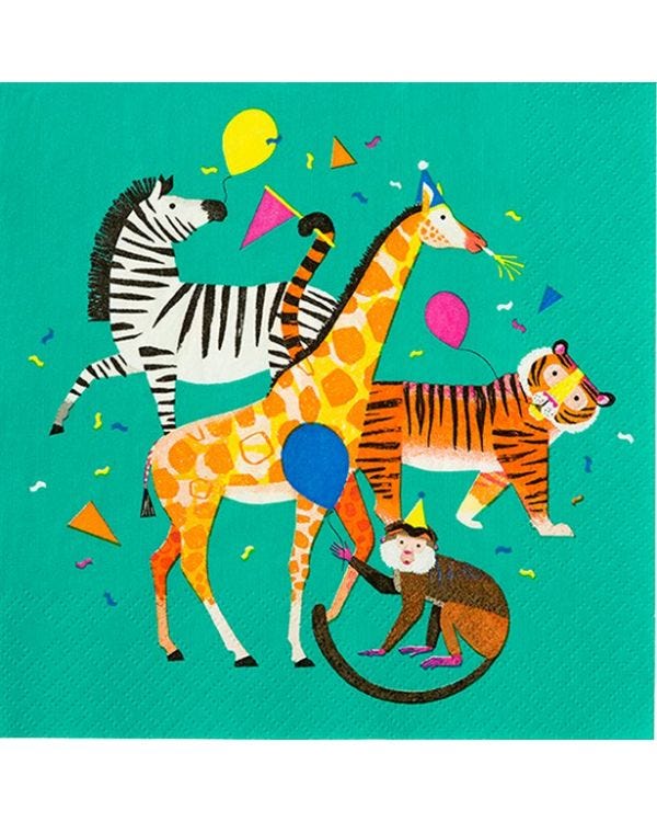 Party Animals Paper Napkins - 33cm (20pk)