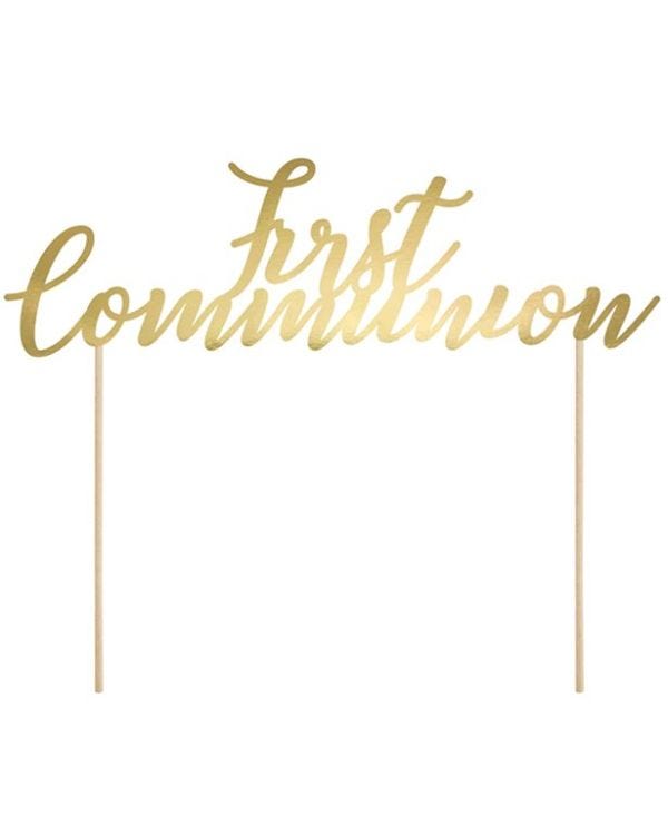 First Holy Communion Gold Cake Topper