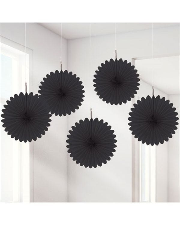 Black Paper Fans - 15.2cm (5pk)