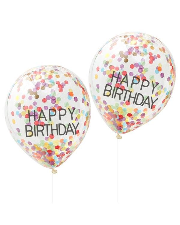 Happy Birthday Confetti Latex Balloons - 12&quot; (5pk)