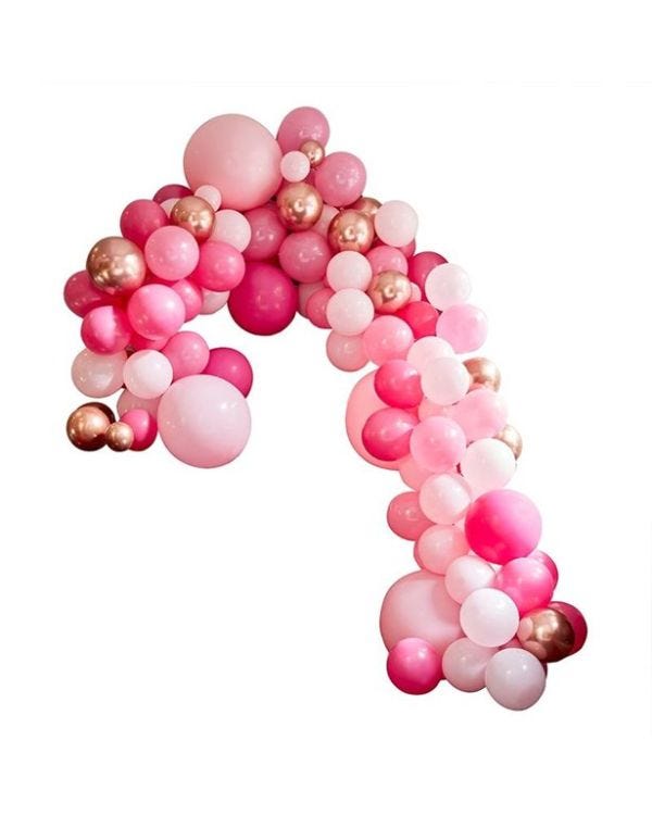 Pink &amp; Rose Gold Large Balloon Arch DIY Kit - 200 Balloons