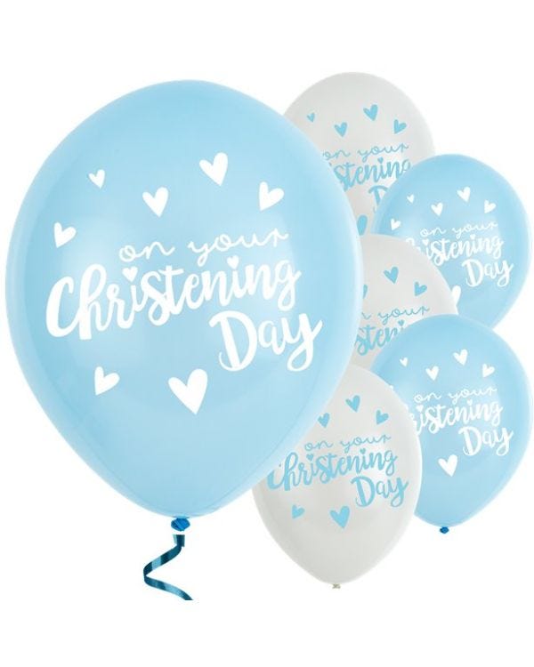 Blue Christening Day Latex Balloons - 11&quot; Latex (6pk)
