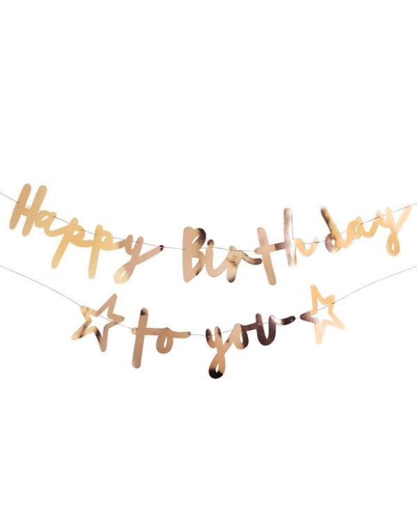 Happy Birthday to You Gold Paper Banner - 2m