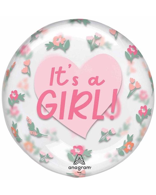 It&#039;s a Girl Floral Clearz Balloon - 18&quot;