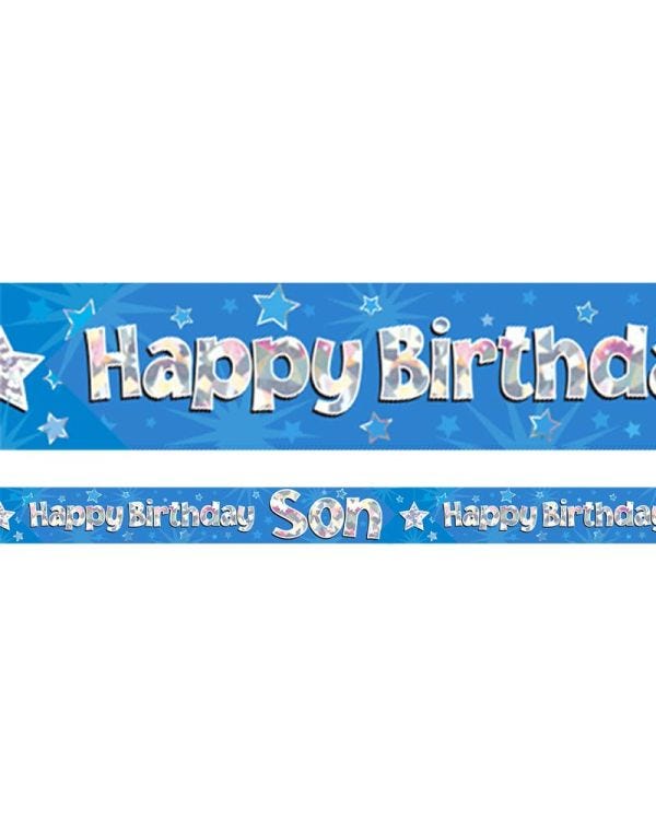 Happy Birthday Son Blue Foil Banner - 2.7m
