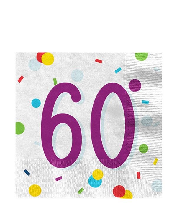 Confetti Birthday Age 60 Napkins - 33cm (20pk)