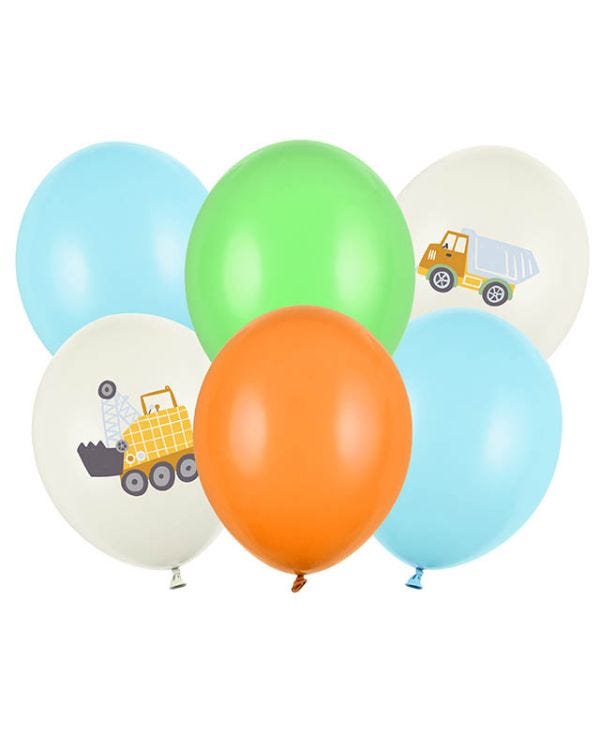 Construction Vehicles Balloons - 12&quot; Latex (6pk)