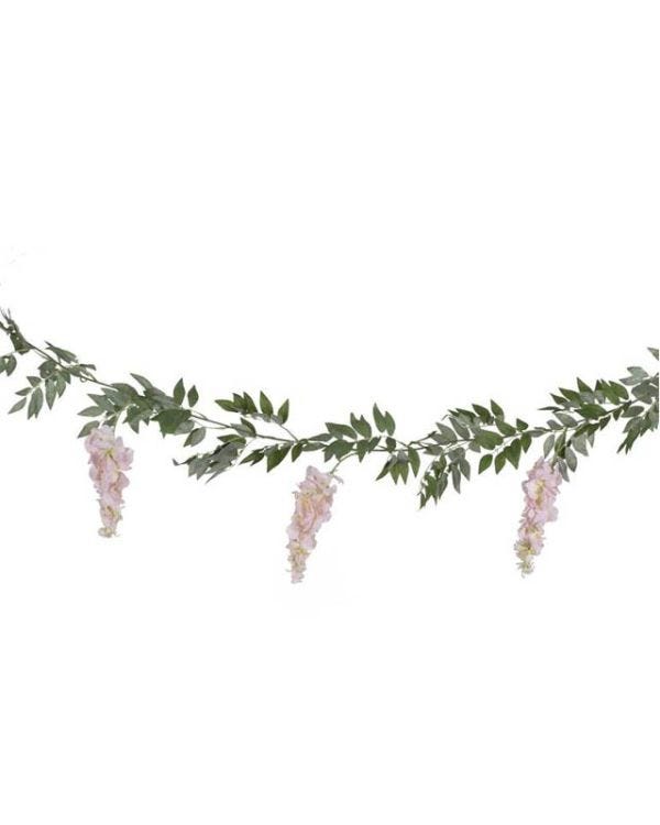 Blush Pink and Green Wisteria Foliage Garland -1.8m