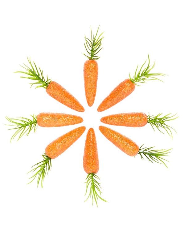 Glitter Foam Carrots - 8cm (12pk)