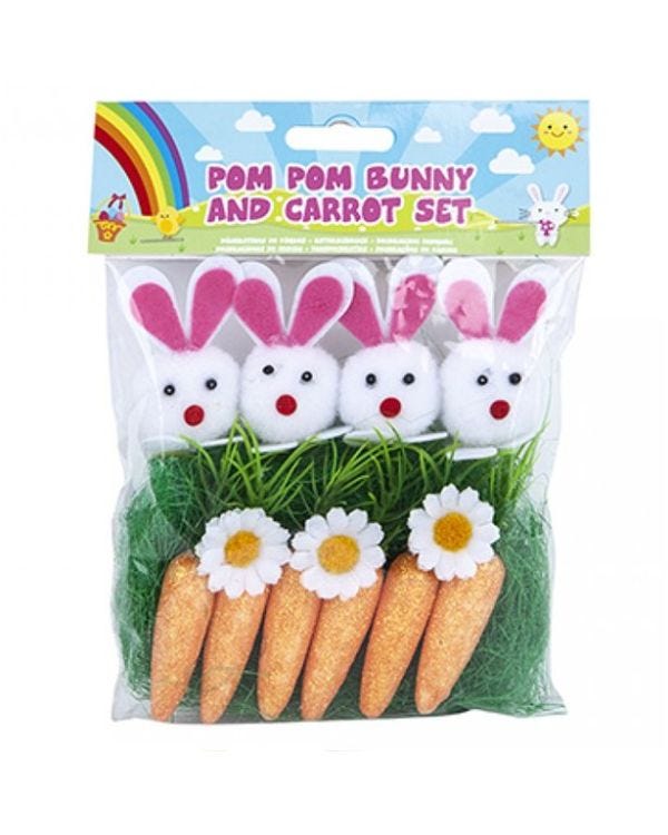 Pom Pom Bunnies &amp; Carrots Craft Set (13pcs)