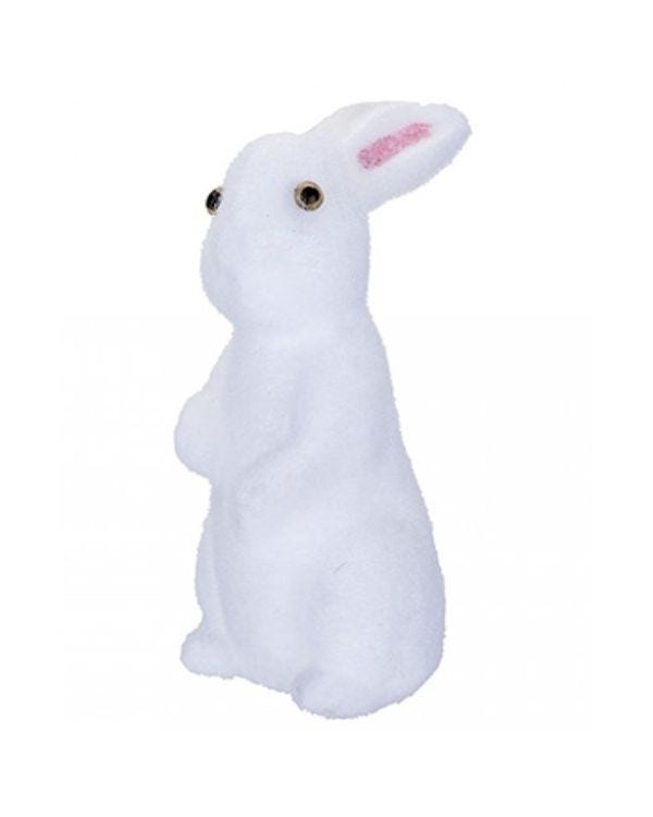 White Flocked Bunny Decoration - 14cm