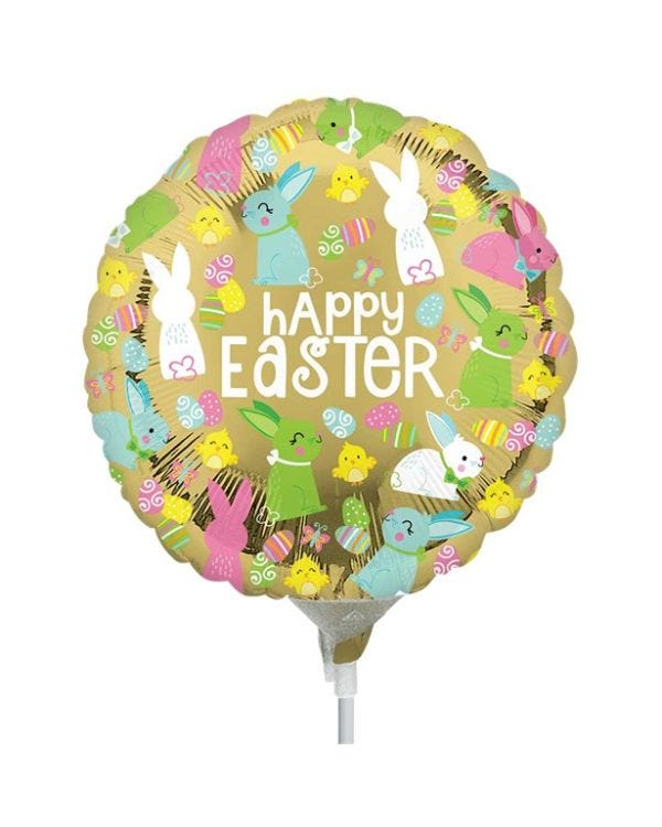 Happy Easter Gold Mini Air-filled Balloon - 9&quot; Foil