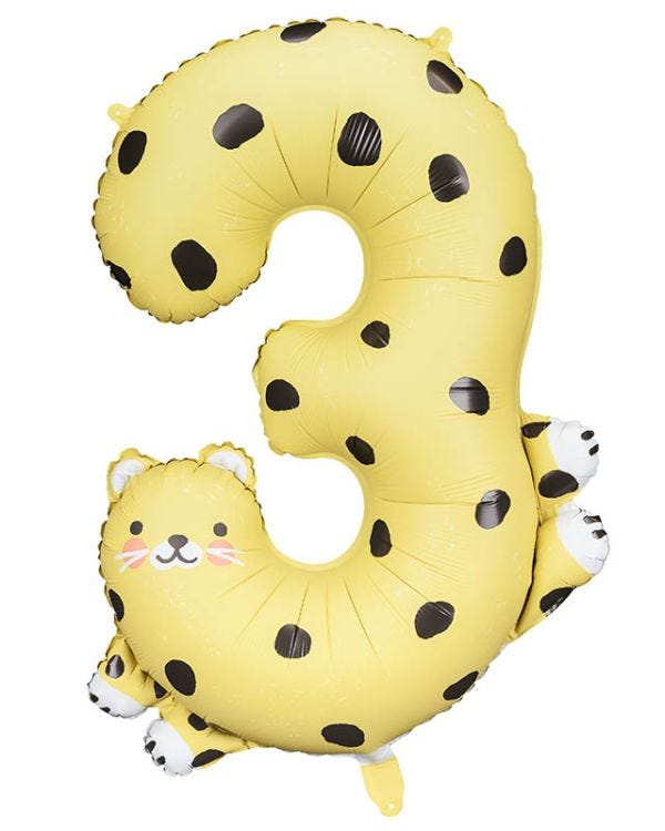 Cheetah Number 3 Balloon - 34&quot; Foil