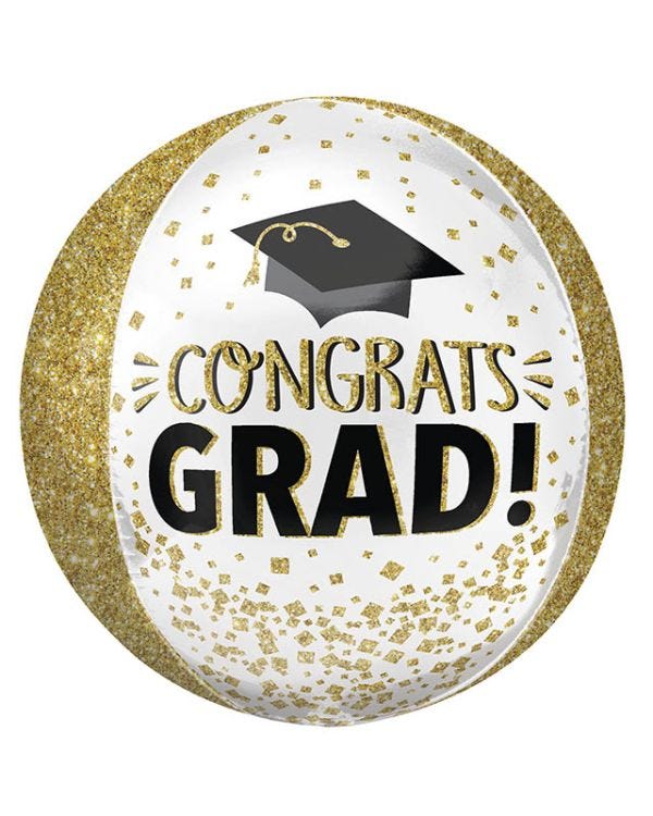 Congrats Gold Glitter Orbz Balloon - 16&quot;