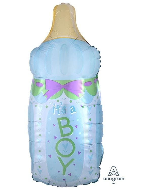 Baby Bottle Boy Supershape Balloon - 13&quot; x 31&quot; Foil