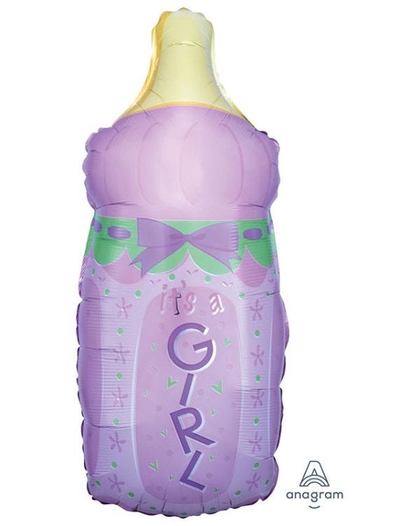 Baby Bottle Girl Supershape Balloon - 13&quot; x 31&quot; Foil