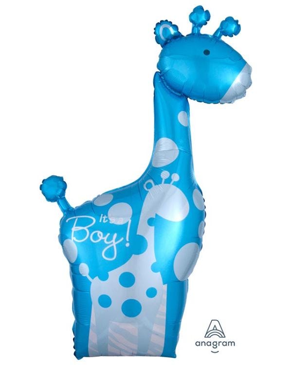 Dad &amp; Baby Blue Giraffes Supershape Balloon - 25&quot; x 42&quot; Foil