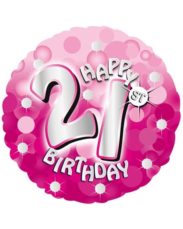 Pink Sparkle &#039;Happy 21st Birthday&#039; Balloon - 18&quot; Foil