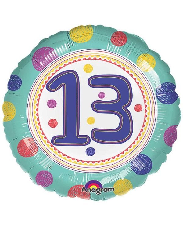 Age 13 Spot Balloon - 18&quot; Foil