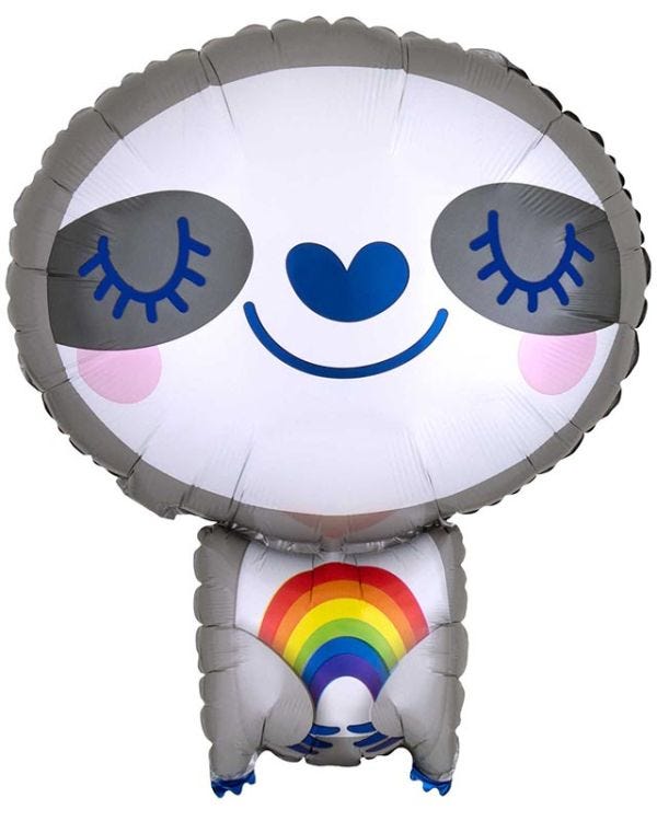 Sloth with Rainbow Shaped Balloon -16&quot; x 19&quot; Foil