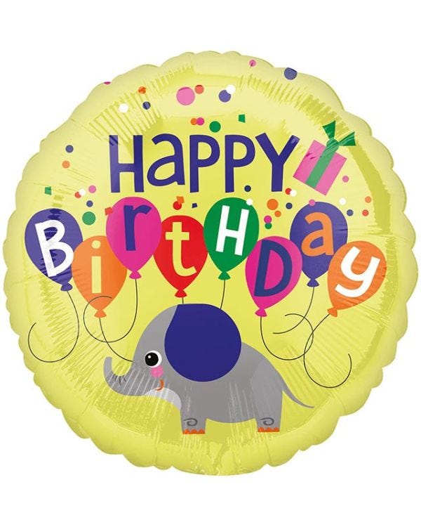 Cute Elephant Birthday Balloon - 18&quot; Foil