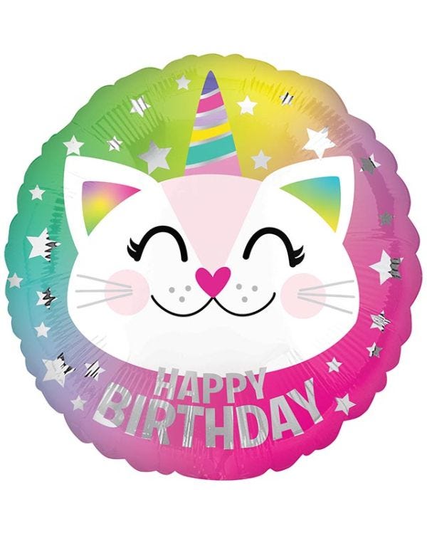 Caticorn Happy Birthday Balloon - 18&quot; Foil