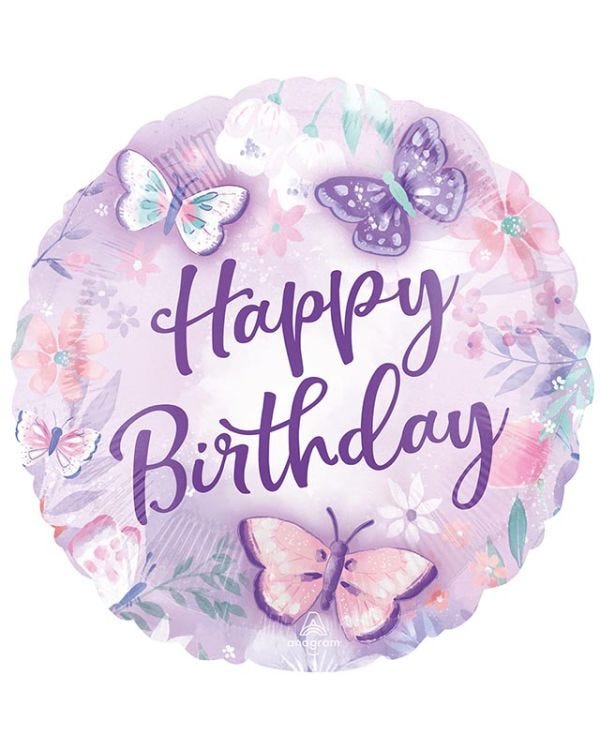 Butterfly Flutter Happy Birthday Balloon - 18&quot; Foil