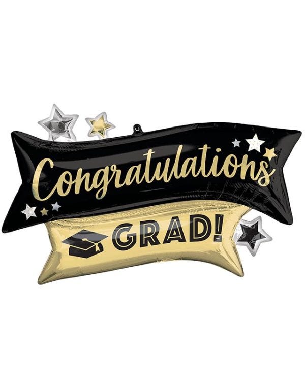 Congratulations Grad Banner Supershape Balloon - 38&quot; x 23&quot; Foil