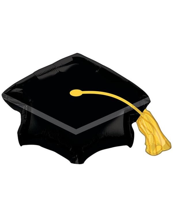 Black Grad Cap Supershape Balloon - 31&quot; x 22&quot; Foil