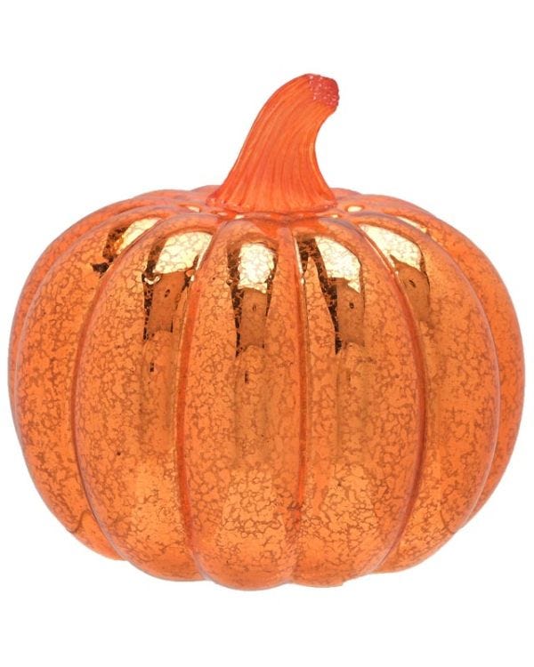 Orange Pumpkin Lantern with LED Lights - 15.7cm x 16.6cm