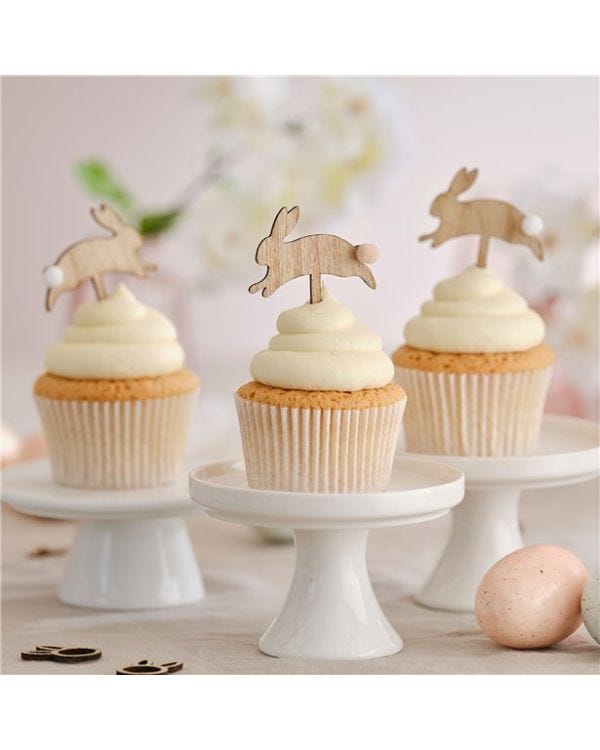Hey Bunny Wooden Cupcake Toppers