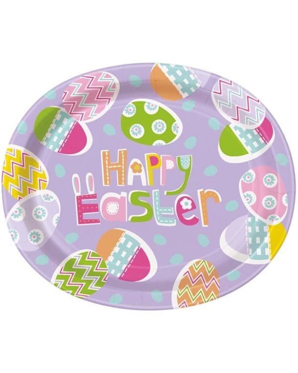 Lilac Easter Oval Paper Plates (8pk)