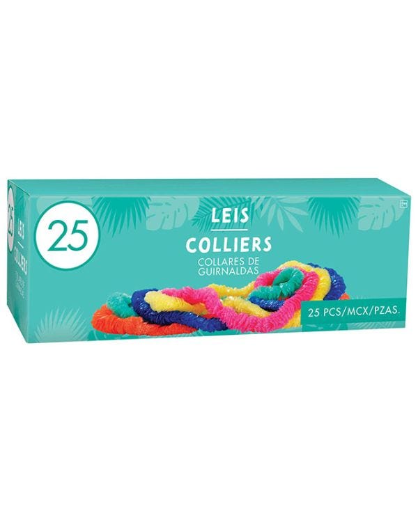 Multicoloured Plastic Hawaiian Leis (25pk)