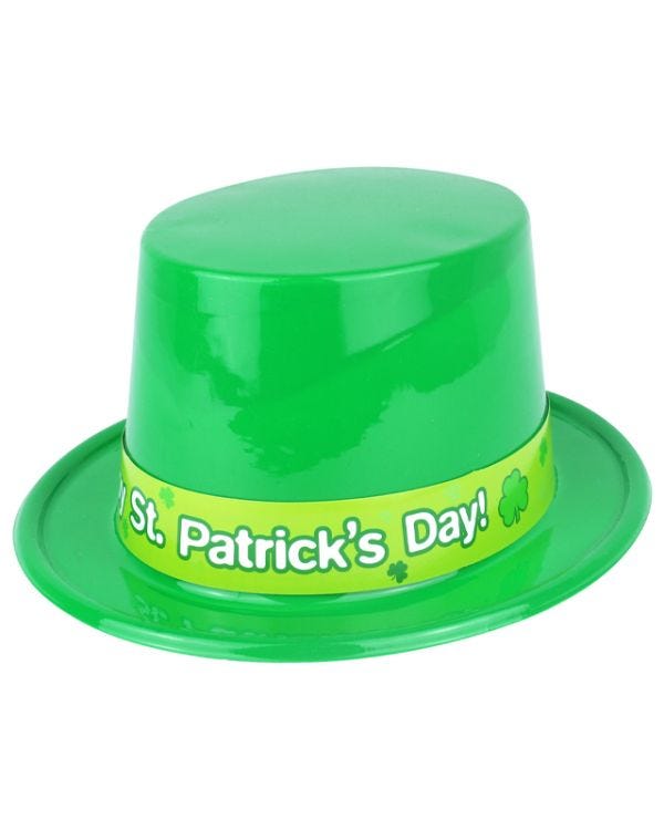 Plastic Irish Top Hat with St. Patrick&#039;s Band