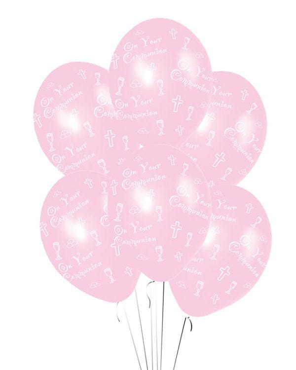 First Holy Communion Pink Balloons - 11&quot; Latex (6pk)