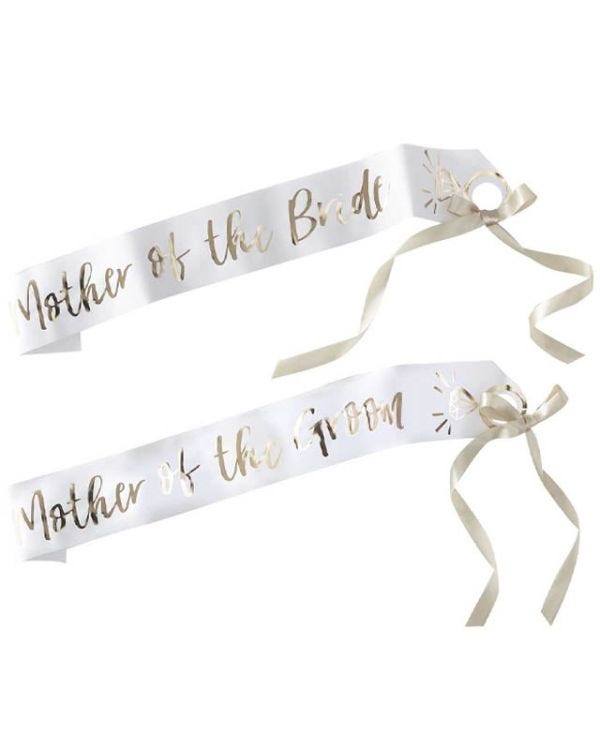 Gold Mother of the Bride and Groom Paper Sashes (2pk)
