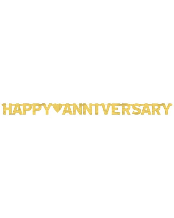Gold Foil Happy Anniversary Letter Banner - 2m