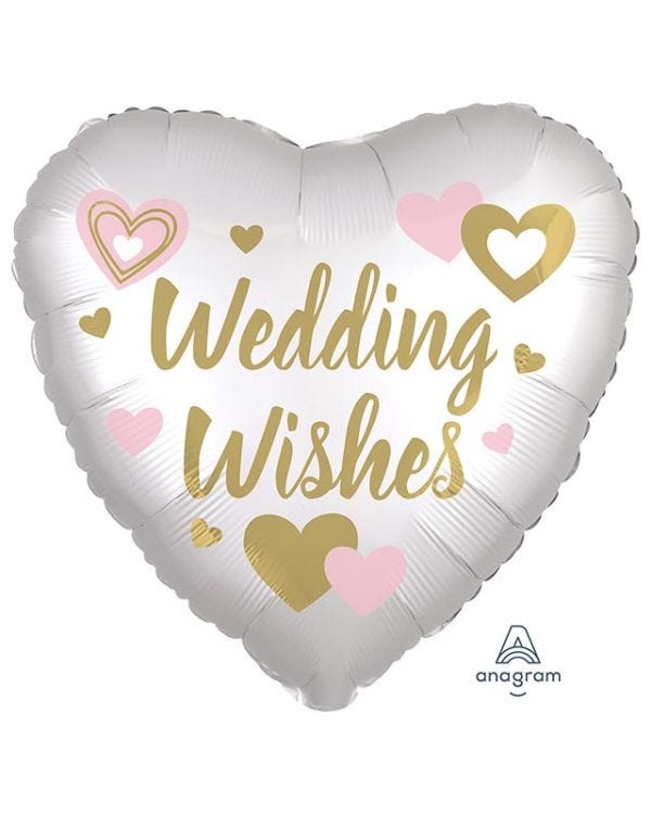 Wedding Wishes Heart Balloon - 18&quot; Foil