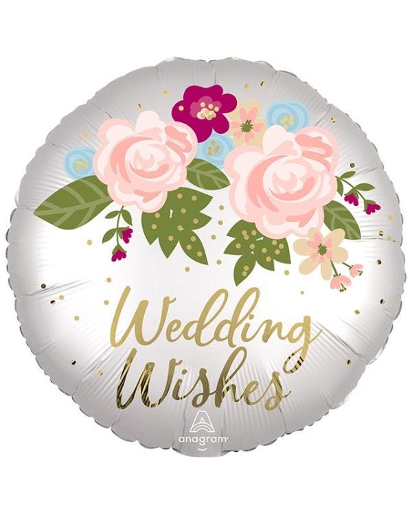 Wedding Wishes Floral Balloon - 18&quot; Foil