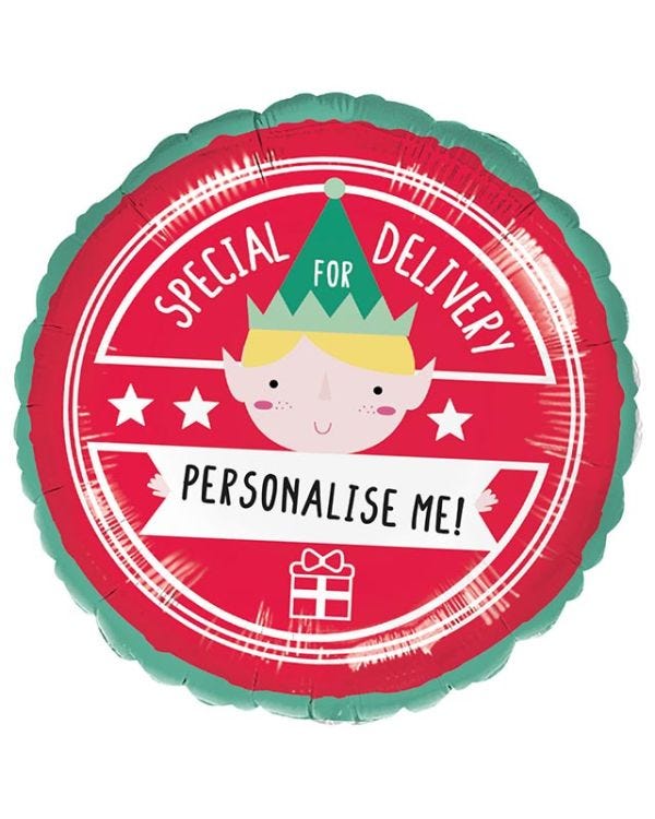 Personalisable Write On Elf Arrival Balloon - 18&quot; Foil