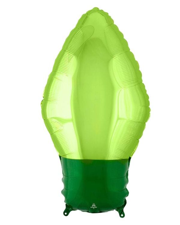 Green Christmas Light Bulb Balloon - Foil