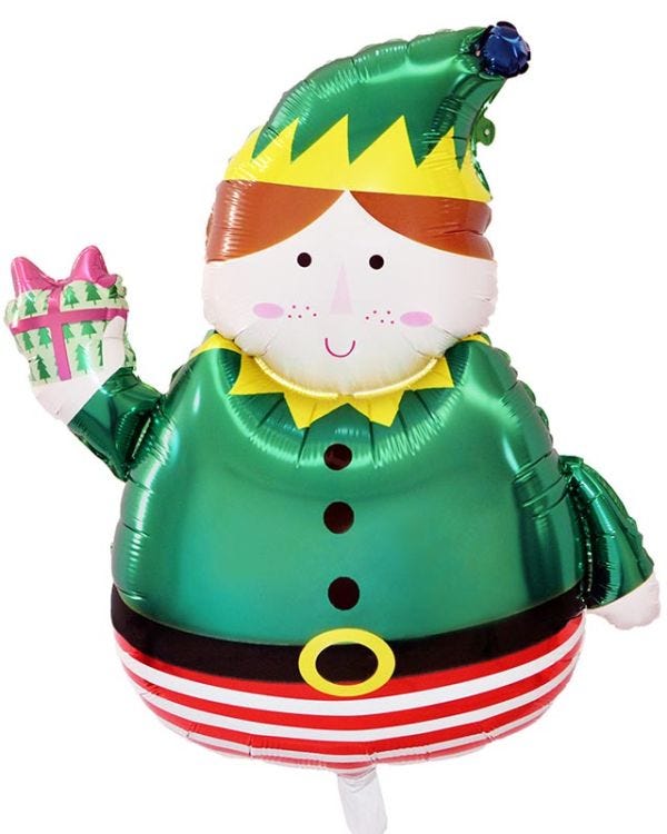 Elf &amp; Gift Supershape Balloon - 28&quot; x 35&quot; Foil