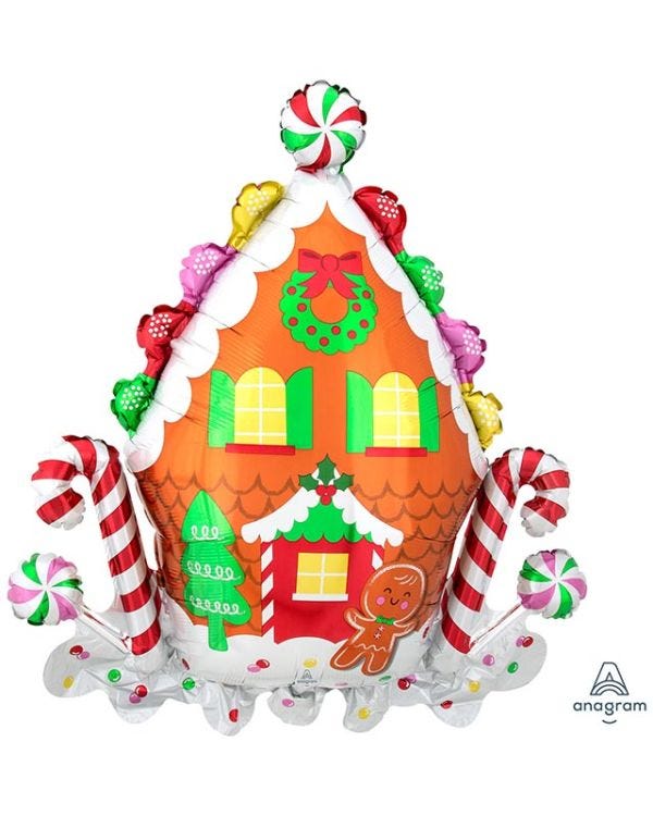 Gingerbread House Supershape Balloon - 28&quot; x 30&quot; Foil