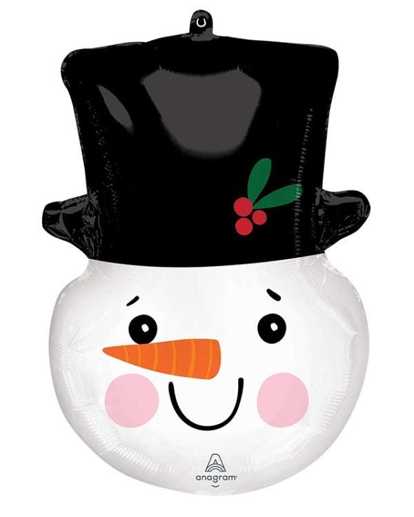 Smiley Snowman Head Supershape Balloon - 17&quot; x 23&quot; Foil