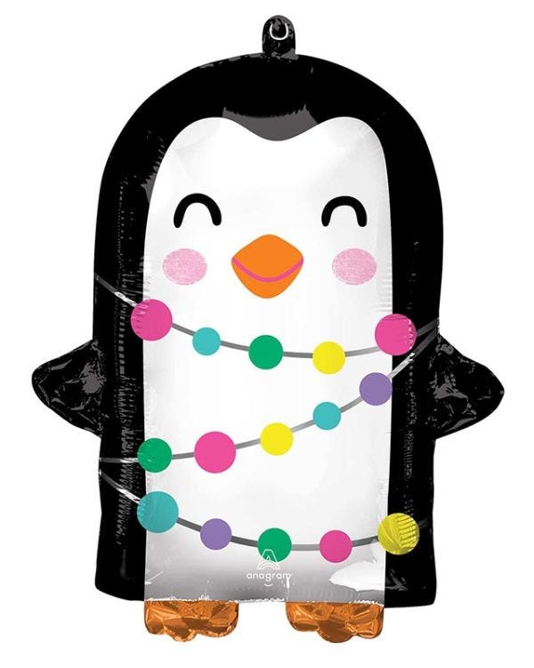 Holiday Penguin Shaped Balloon - 15&quot; x 18&quot; Foil