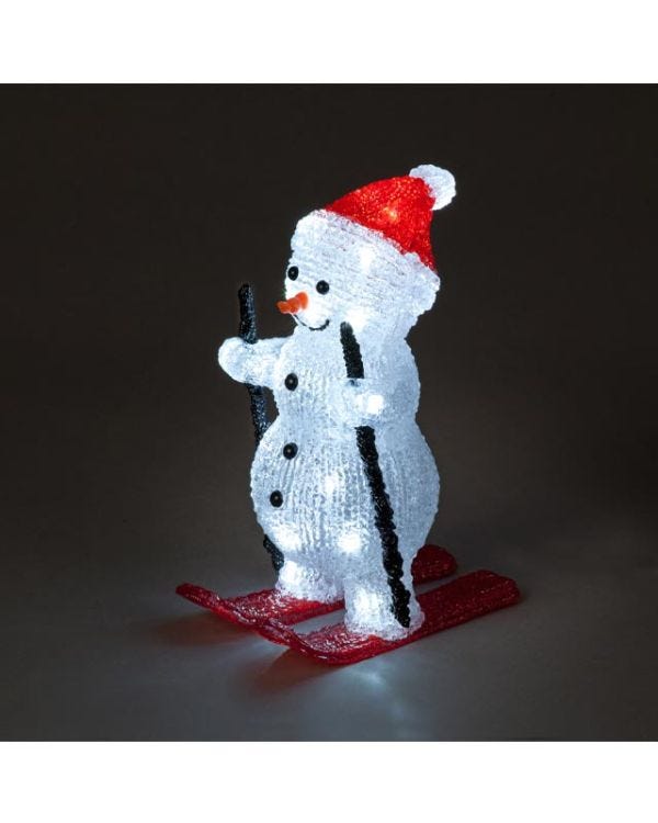 Acrylic LED Skiing Snowman - 29cm