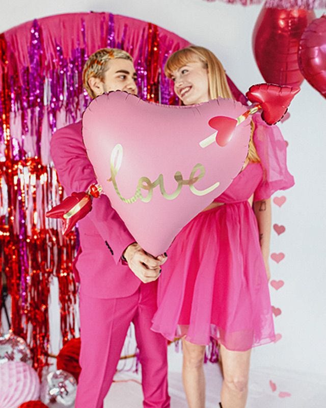 Pink Foil Heart Love Balloon with Arrow - 26