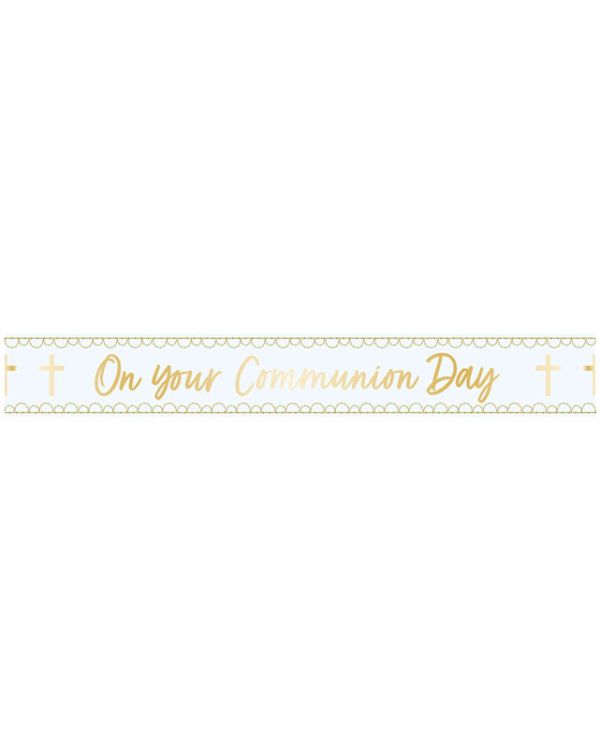 Blue Botanical 'On Your Communion Day' Foil Banner - 2.7m