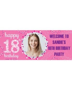 18th Birthday Pink Celebration Personalised Banner